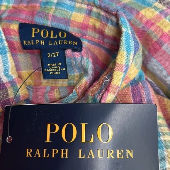 Polo Ralph Lauren Key West Multi color Linen button down short sleeve shirt 2T - Picture 12 of 14